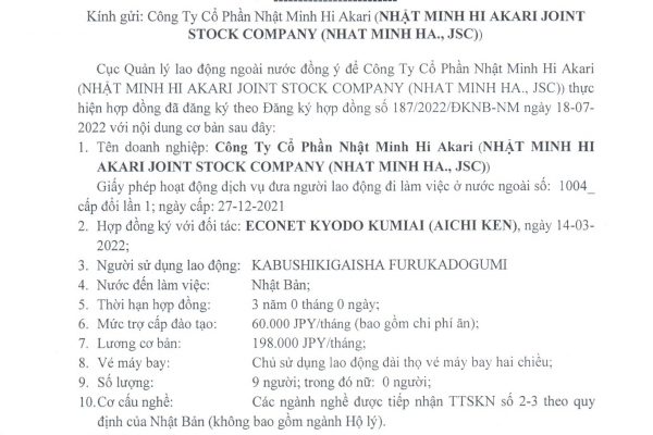 Hợp đồng cung ứng lao động Econet Kyodo Kumiai – HI248