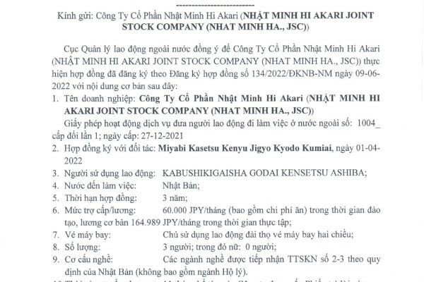 Hợp đồng cung ứng lao động Miyabi Kasetsu Kenyu Jigyo Kyodo Kumiai – HI339, HI182