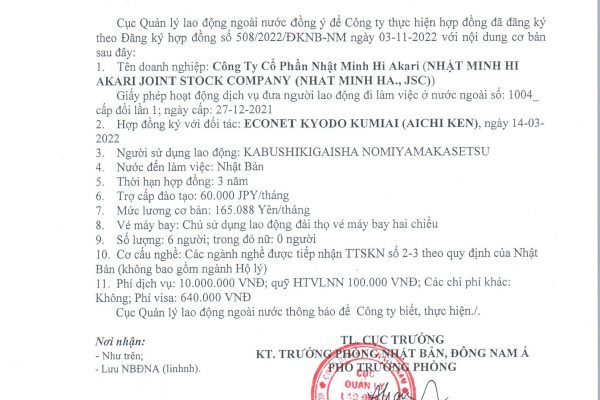 Hợp đồng cung ứng lao động Econet Kyodo Kumiai – HV577N