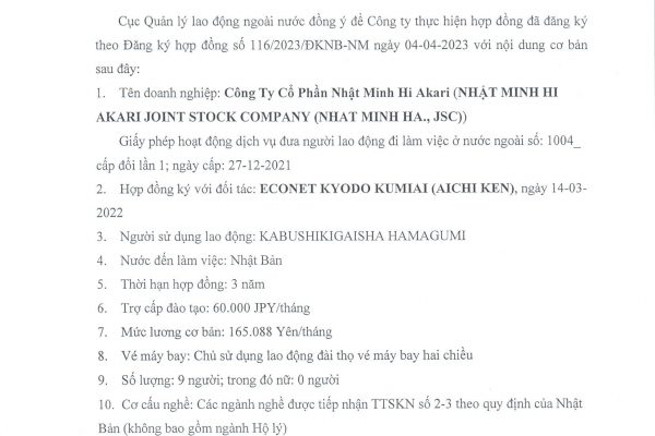 Hợp đồng cung ứng lao động Econet Kyodo Kumiai – BV710N